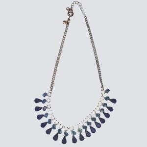 J CREW Rhinestone Sapphire Blue Lt Blue Clear Crystal Statement Necklace
